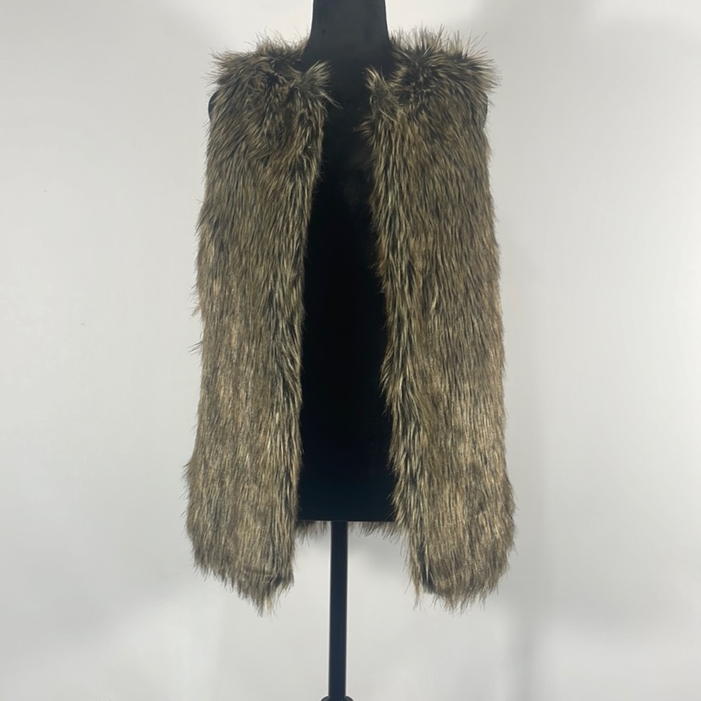 Miss London, Retro Faux Fur Vest, Size Medium, brown, Vintage look - Picture 1 of 11